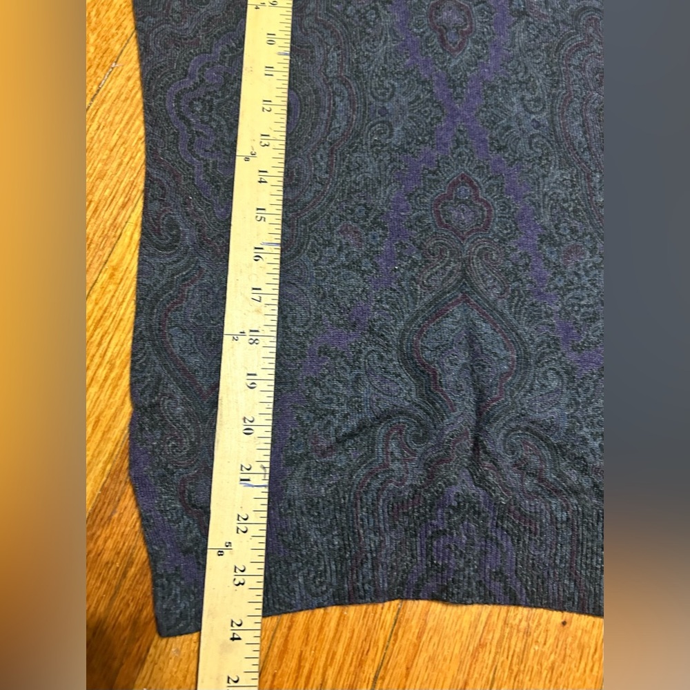 Lauren Ralph Lauren Silk & Cashmere Paisley Sweater - Medium - Gray & Purple - Picture 3 of 7